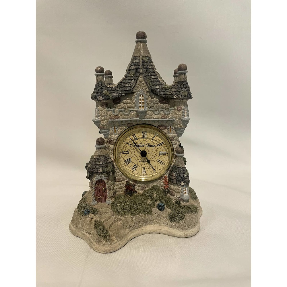 Lon Hebert Father Time Castle Clock Quartz England Mantle Desk 1991